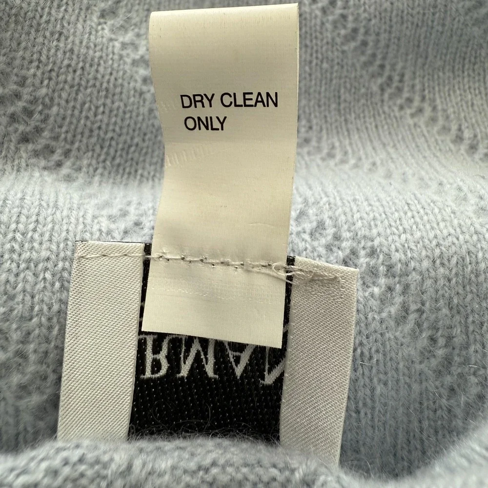 Armani Collezioni Sweater‎ Mens XL Light Blue 100% Cashmere Crewneck Rib Knit